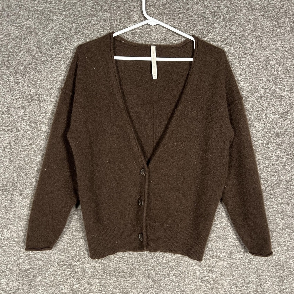 The Group‎ Babaton Cardigan Sweater Womens XS Brown Cashmere V Neck Button Front
